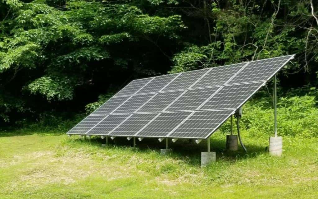solar panels installed in a yard
