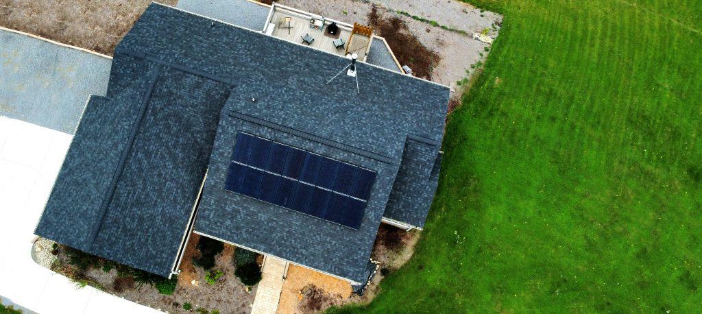 dji photo of house with solar array